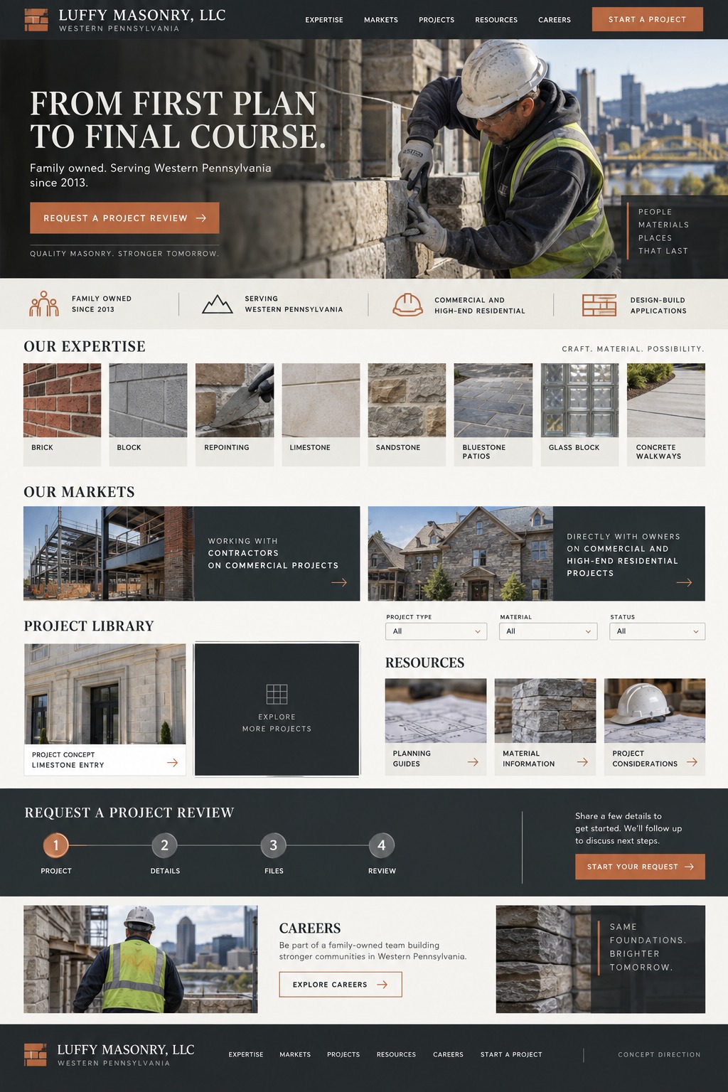 Luffy Masonry Growth & Operations Platform homepage design concept